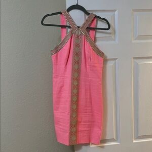 Pink Sleeveless Lilly Dress with Embellished Straps